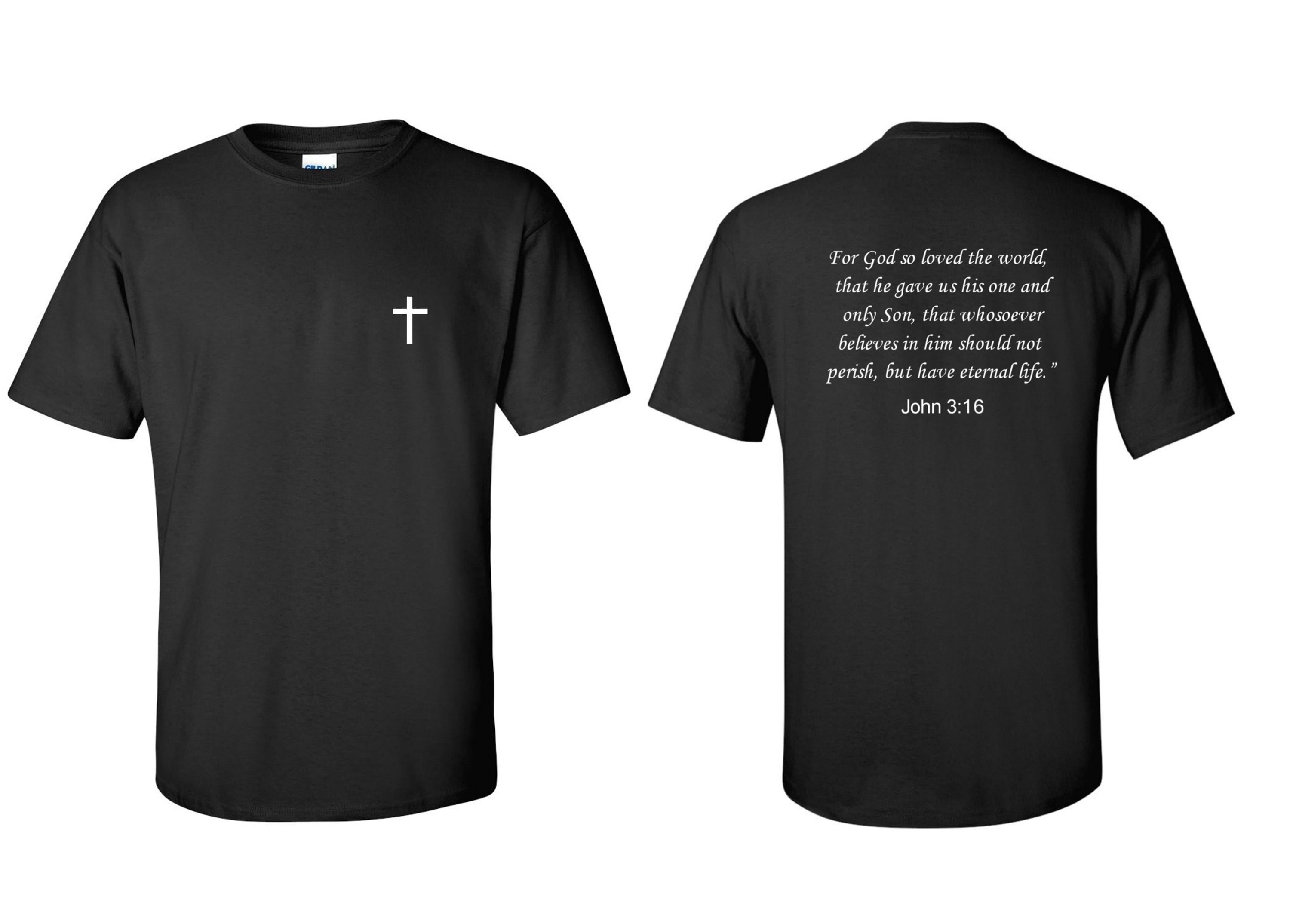 Front & Back Bible Verse T-shirt, John 3:16, Jesus Tees