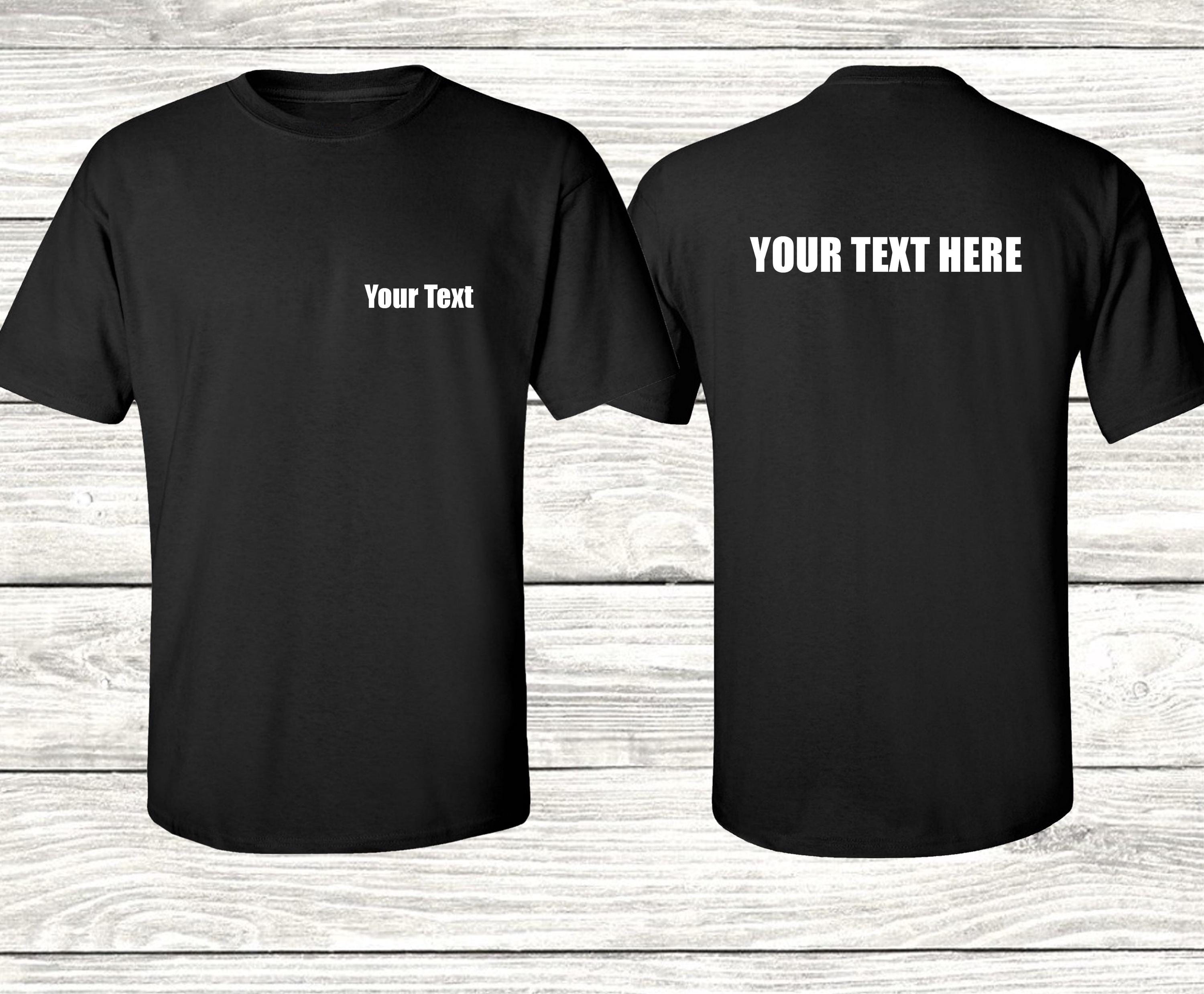 T-shirt Personnalisé Recto Verso - 100% Coton, Choix Texte/logo, Nombreuses Tailles (XS à 5XL)