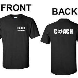 Custom Soccer Coach T-Shirt: Personalized Front & Back Design