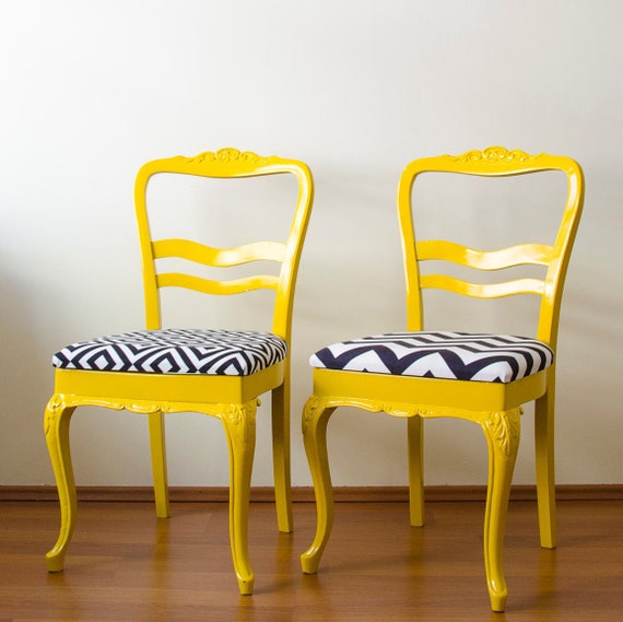 Yellow Vintage Conceptual Modern French Chairs With Aesthetic Etsy