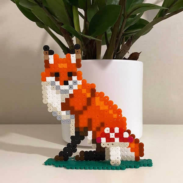 Fox diorama perler template