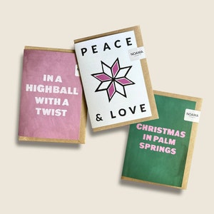 Lot de 6 cartes de Noël imprimées artistiques | Cadeau de vacances écologique durable