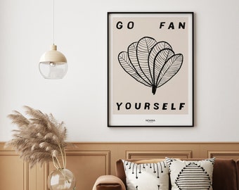 Go Fan Yourself Giclée Art Print | Original black and beige gouache painting | Minimalist eco sustainable Poster