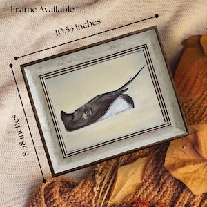Sting Ray Framed Original Artwork, Southern Stingray, Ocean Artwork, Vintage, Marine Decor, Beach House Decor, Coastal Art, Animal Artwork