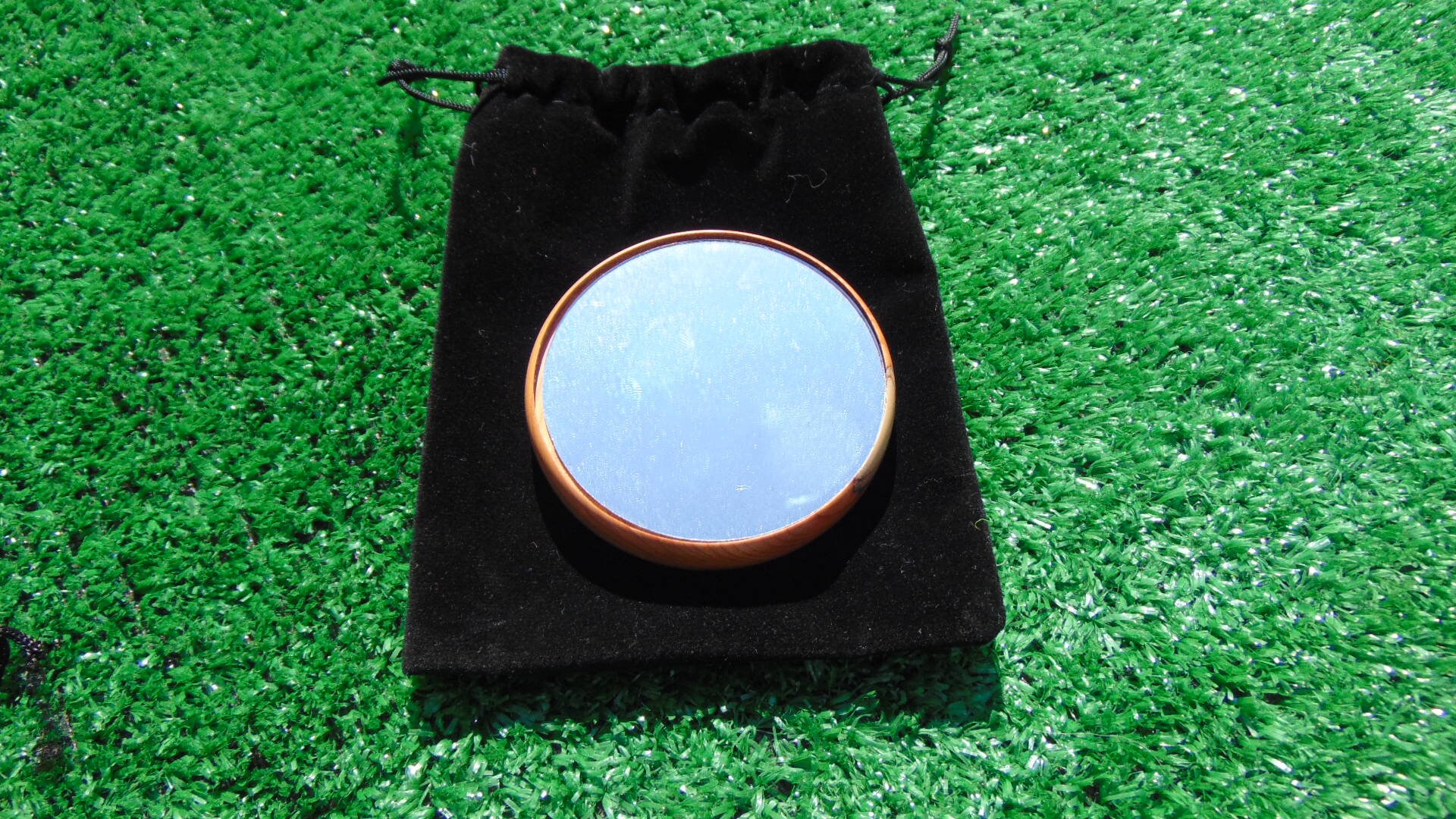 Handmade Ladies handbag mirror with a Black drawstring bag Etsy