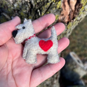 Beige Scottie terrier dog brooch, cute dog pin, handmade animal jewelry