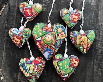 Set of soft hangings heart ornament, Christmas heart decorations, winter holiday party decor, coworker party guest gifts