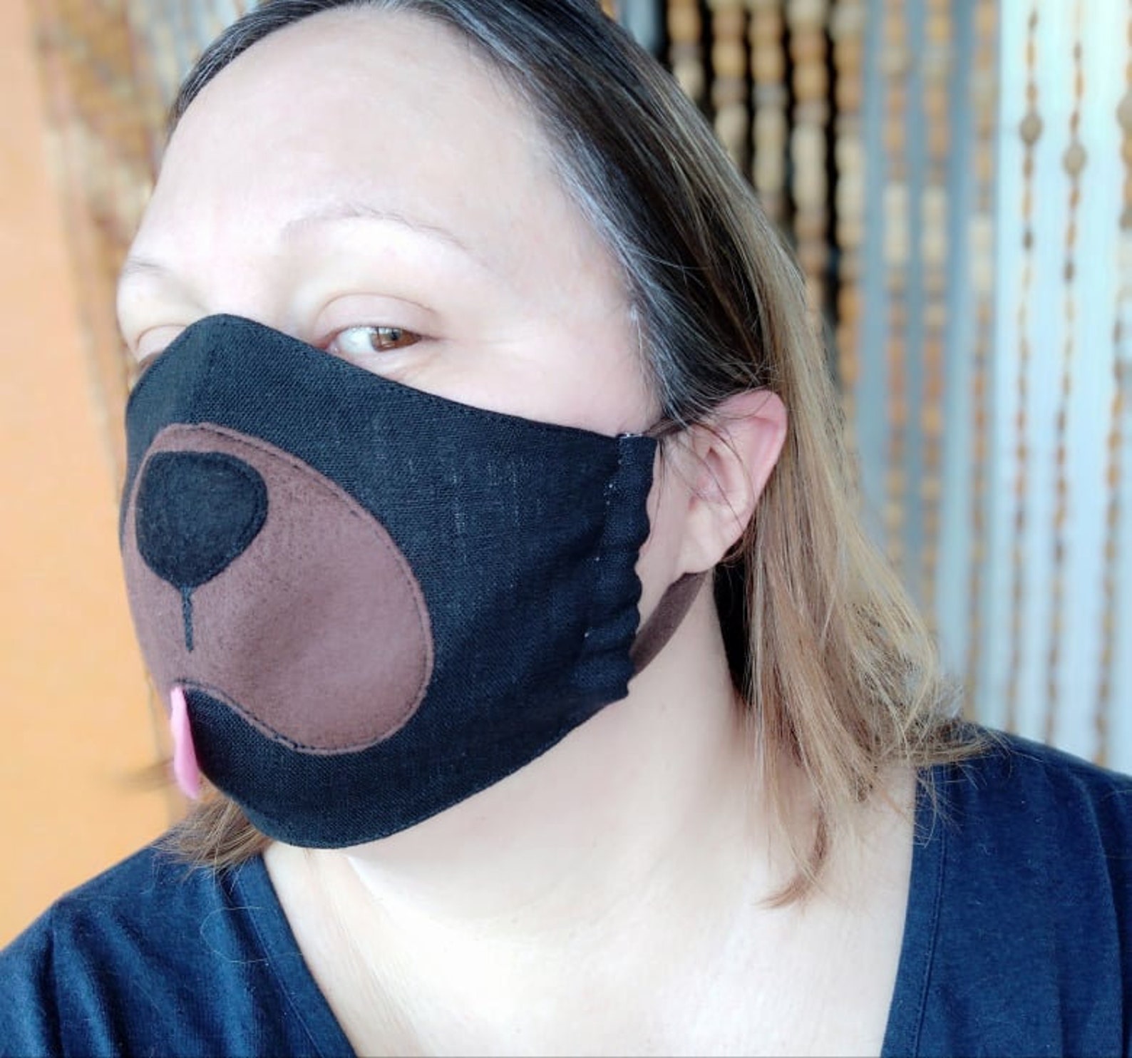 Dog puppy face mask Soft linen fabric Reusable Face Cover Etsy