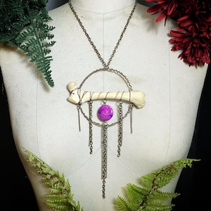 Bone necklace | otter femur bone a sugilite o ring necklace | bone jewelry | gothic necklace