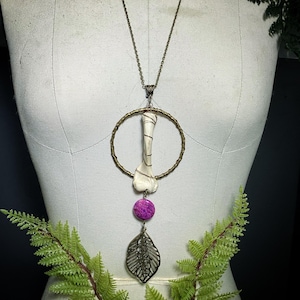 Bone necklace | otter humerus bone and sugilite o ring necklace | witchy necklace | bone jewelry