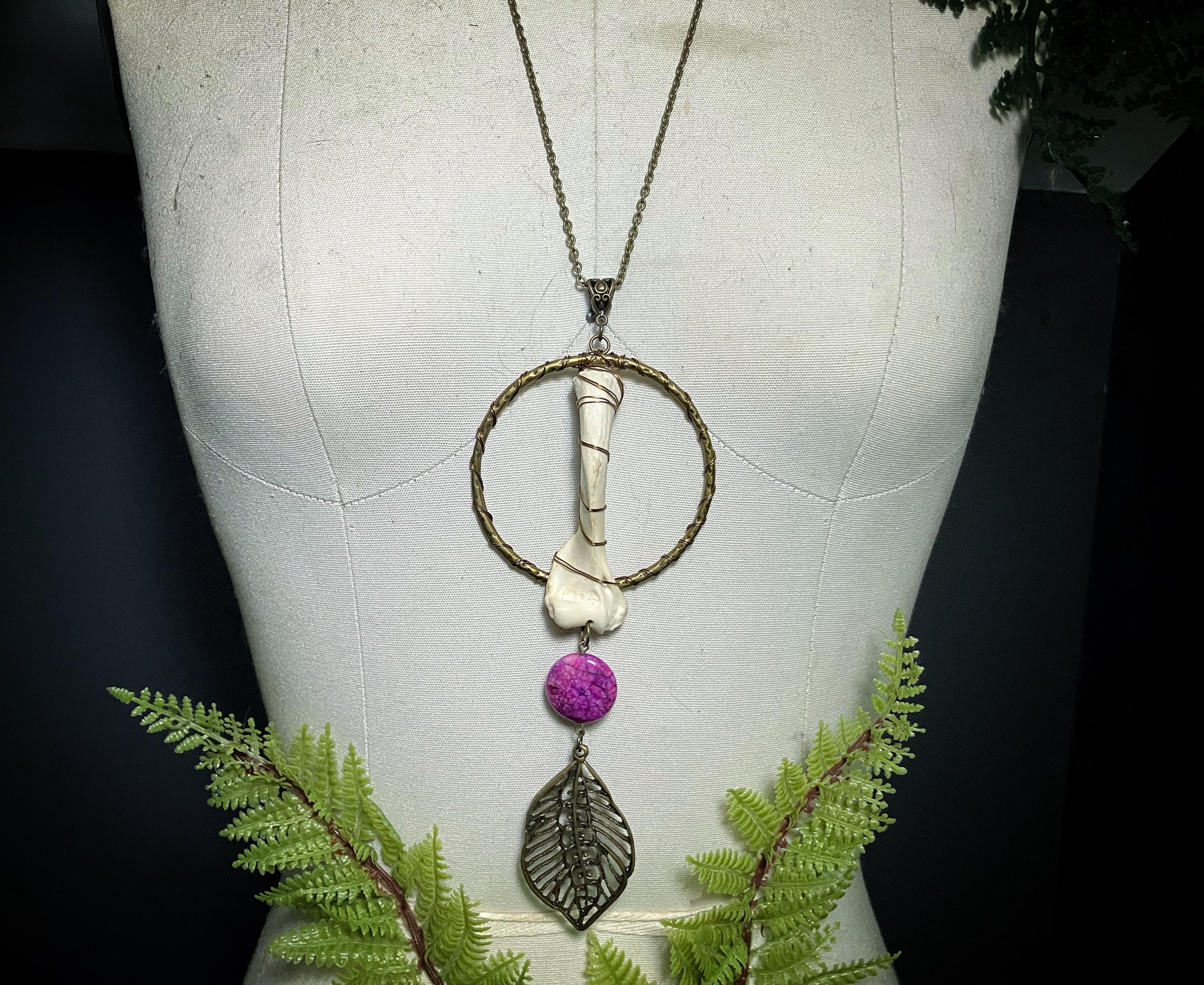 Bone Necklace | Otter Humerus Bone and Sugilite O Ring