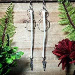Bone earrings | beaver fibula bone dangle earrings | witchy earrings | bone jewelry