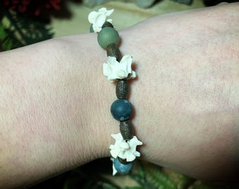 Bone bracelet | snake vertebrae and fancy Jasper beaded bracelet | vertebrae bracelet | gothic bracelet | bone jewelry