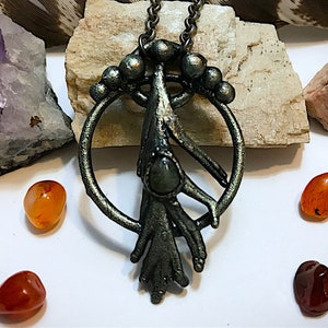 REAL silver plated copper electroformed feather and labradorite necklace