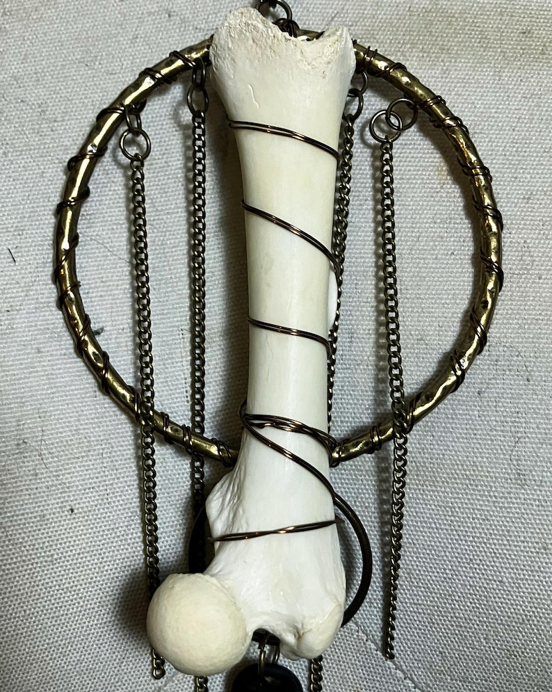 Bone Necklace | Porcupine Femur Bone and Hemimorphite O Ring Necklace ...