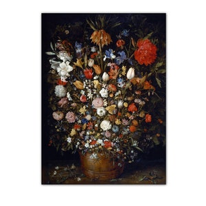 Flowers Print, Vintage Art Print Moody Still Life , Flowers Painting, Floral Print, Wall Art Decor