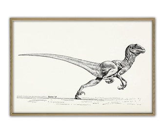 Dinosaur Print - Velociraptor Dinosaur Poster - Dinosaur Wall Art Print - Velociraptor Poster - Jurassic World - Horizontal Print -