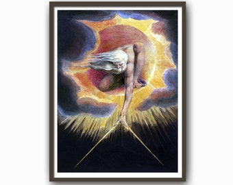 William Blake The Ancient of Days, Art Print Reproduction Print Large Size Paper Wall Art Poster