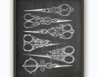 Antique Scissor, Hairdresser Poster, Wall Art Decor