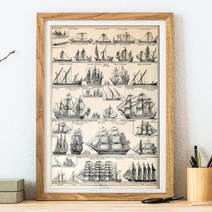 Schiff Poster - Segelschiff Poster - Maritimes Poster - Frigate Print - Ship Collection - Ship Large Wall Art Print