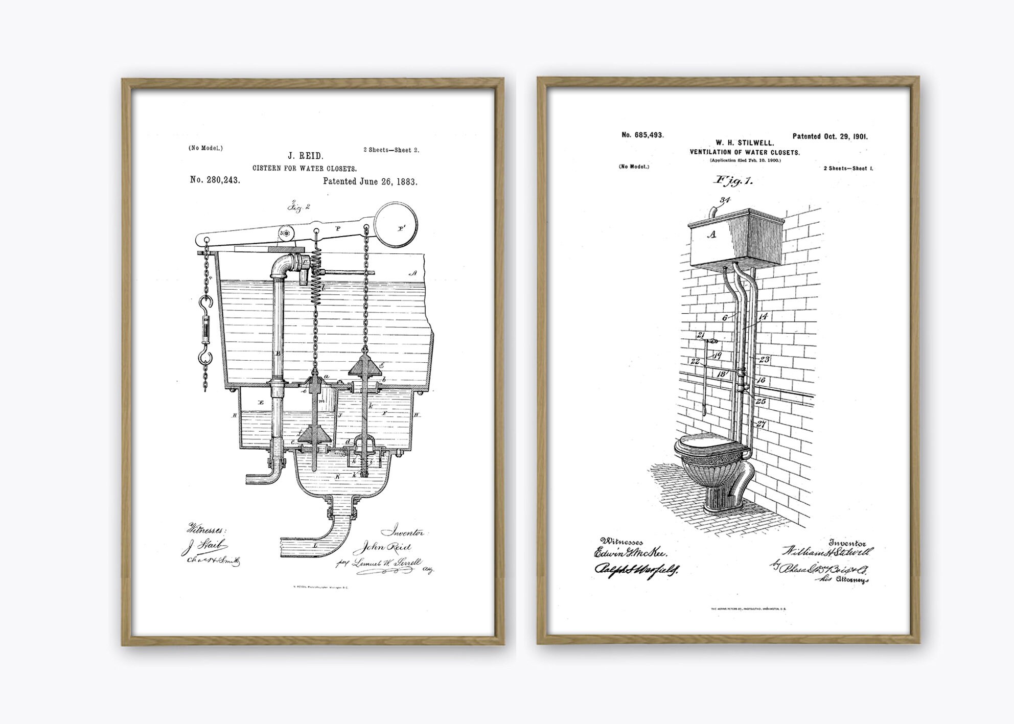 Toilet Wall Art Print, Bathroom Decor, Vintage Patent Poster Print ...