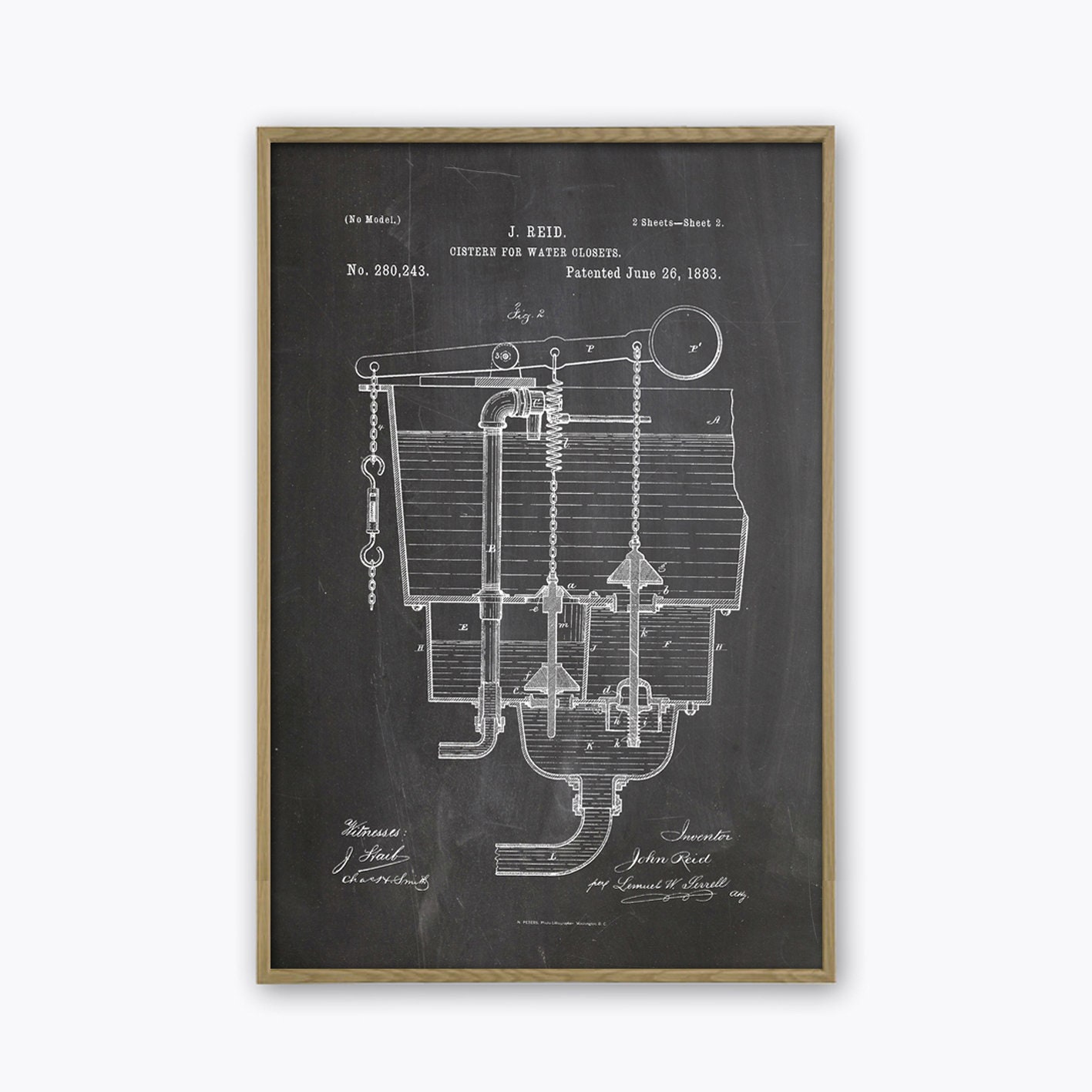 Vintage Toilet Patent Print, 1883 Bathroom Wall Art - Etsy