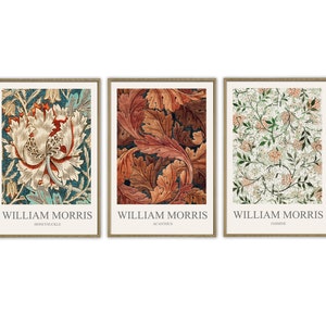 William Morris Print, Botanical Prints, Art Nouveau Print, William Morris Poster, Gallery Wall Art Set, Eclectic wall set, Boho set of 3