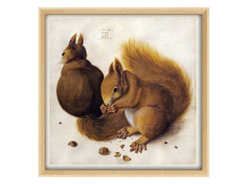 Two Squirrels by Albrecht Durer -Vintage Painting Print Art-995