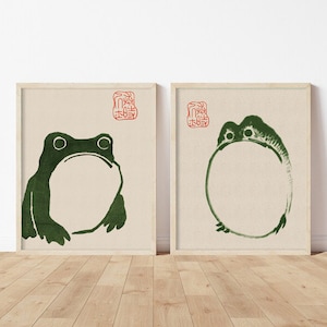 Frog Print Set, Matsumoto Hoji, Japanese Art, Living Room Decor, Home Decor, Large Size Print, Frog Toad Poster