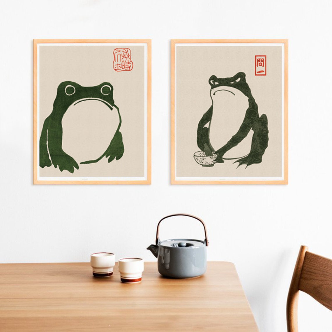 Frog Print Set of 2 Matsumoto Hoji Japanese Art, Living Room Decor ...