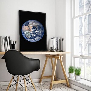 Earth Photo of the Planet from Space Planet Earth Wall Art Print, Earth Poster, Astronomy Earth Photo Print, Black and White Large Wall Art