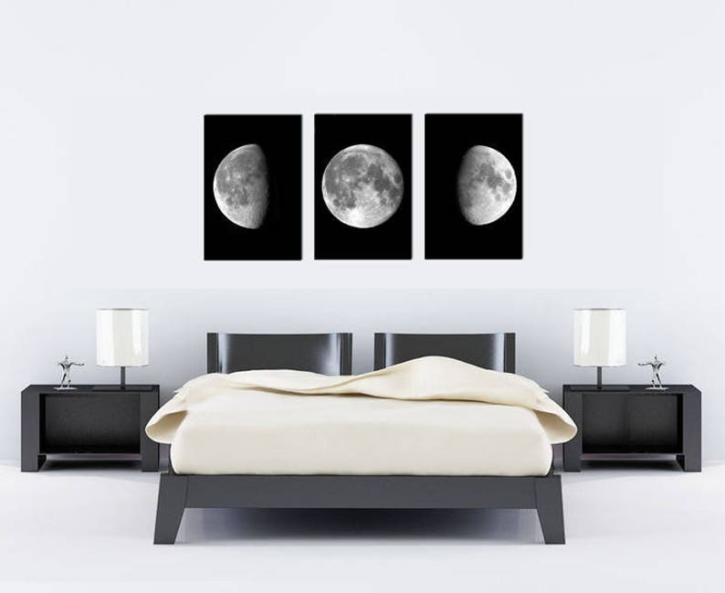 Moon Print Bedroom Wall Art Moon Phases Moon Poster Wall Art | Etsy