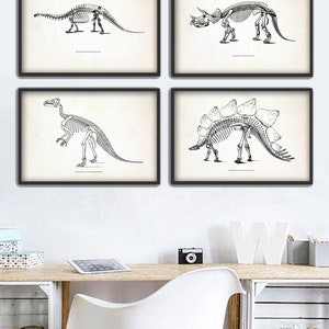 Dinosaur Print Set of 4 Dinosaur Skeleton Prehistoric - Etsy