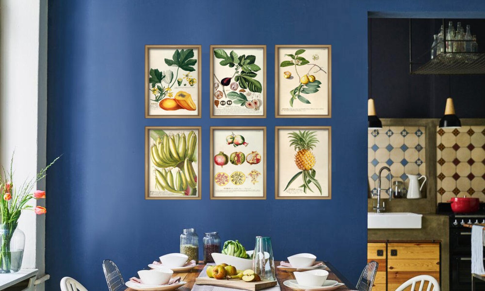 Fruit Kitchen Wall Art Print Fruit Decor Vintage Kitchen Etsy