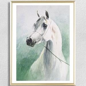 Impresión de pintura de caballo, arte ecuestre, impresión animal en acuarela, decoración de pared de animales, decoración de pared de casa de campo
