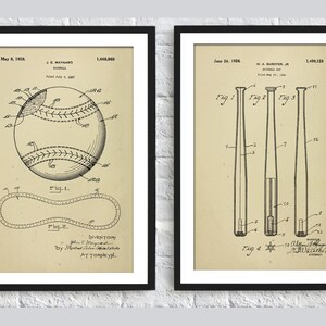 Sport Wall Art Prints Set of 2, Sport Vintage Patent Print, Sport Baseball Posters