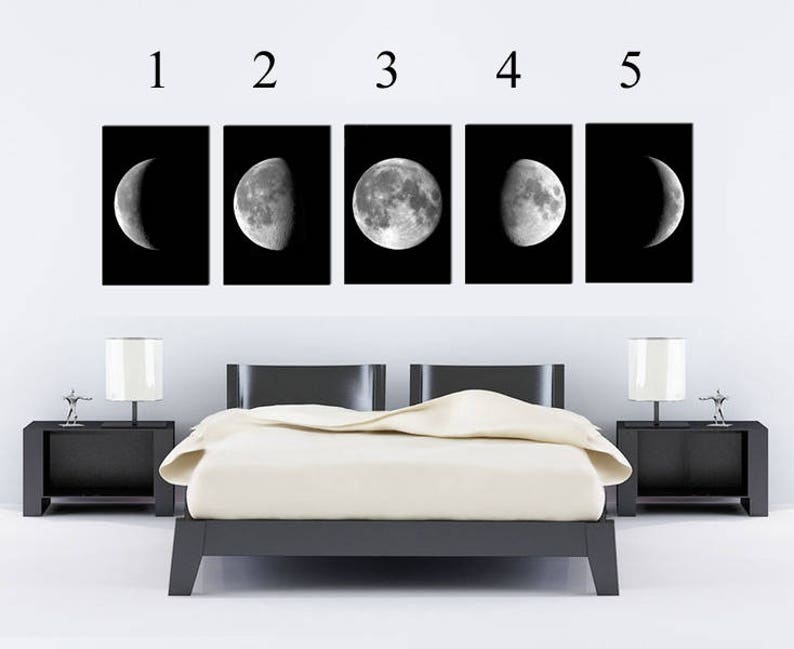CREATCABIN 3Pcs Rustic Boho Wall Decor Moon Phases Wall Art Stars And