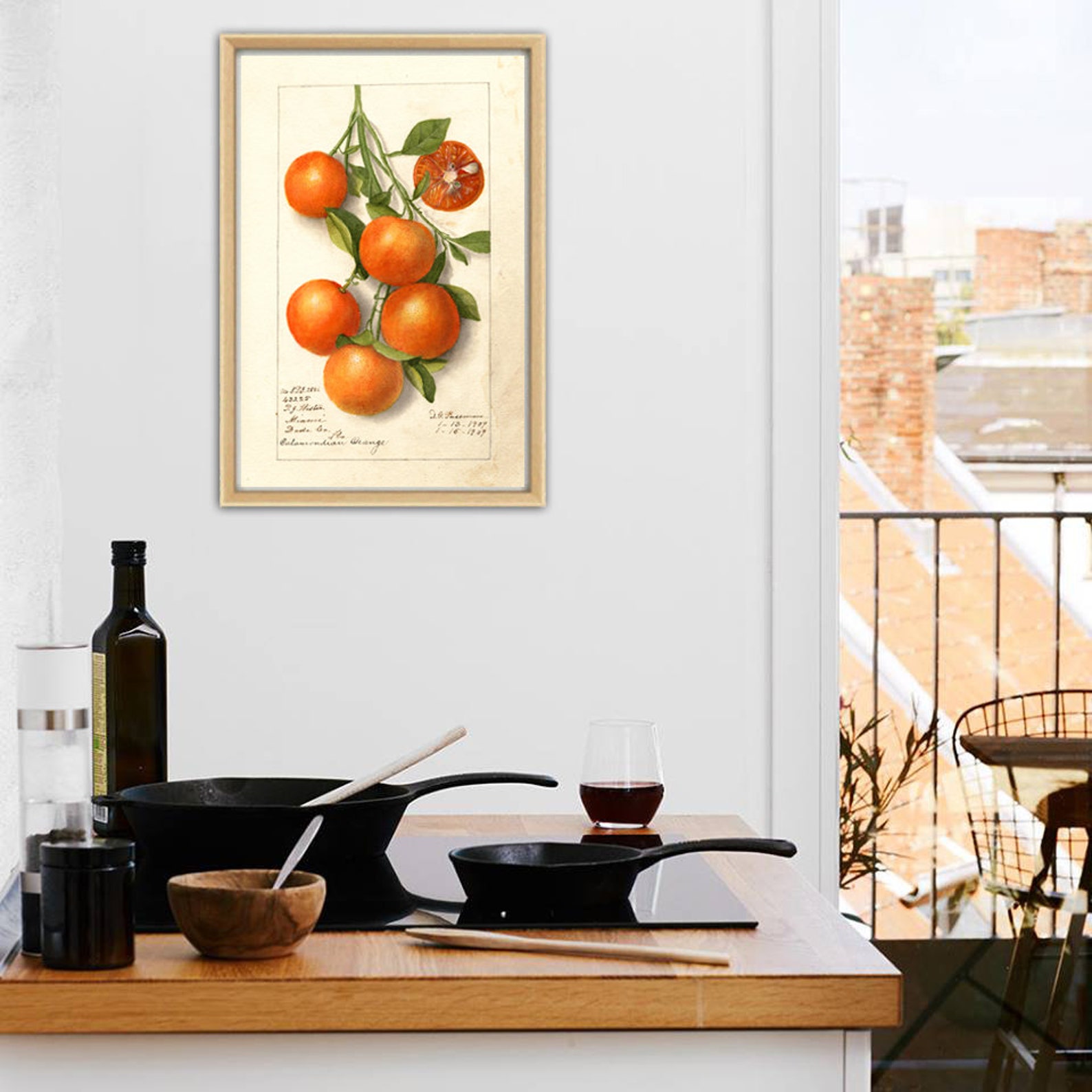Orange Fruit Print Kitchen Decor Citrus Wall Decor Orange Etsy