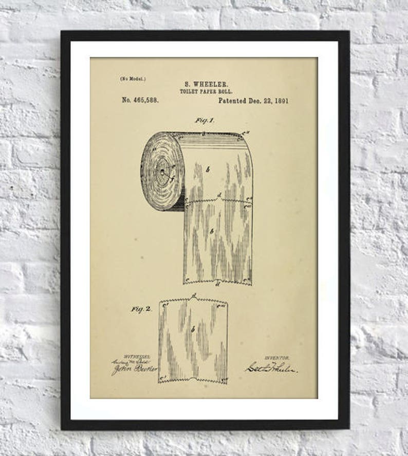 Toilet Paper Roll Print, Patent Art, Toilet Room Decor, Toilet Wall Art ...