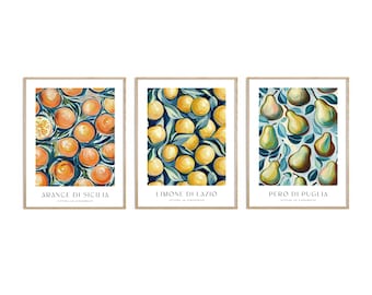 Citrus Kitchen Wall Art Print Set: Vibrant Fruit Posters