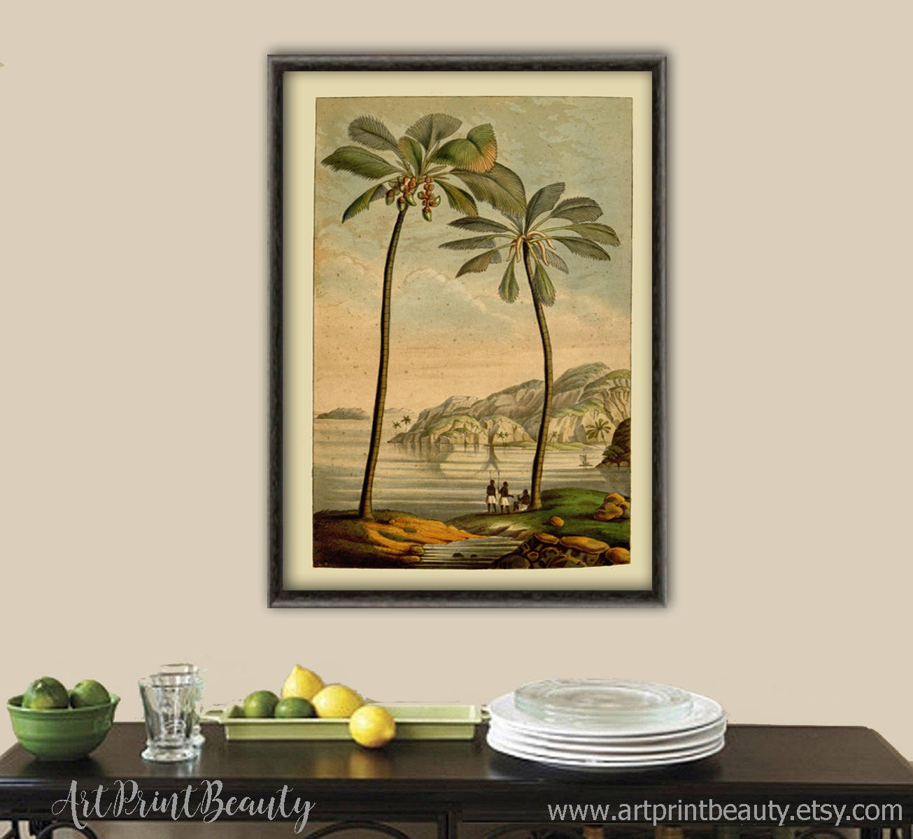 Antique Palm Tree Wall Art Print Palm Tree Botanical Etsy