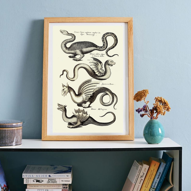 Dragon Print Antique Dragon Wall Art Decor Dragon Poster - Etsy