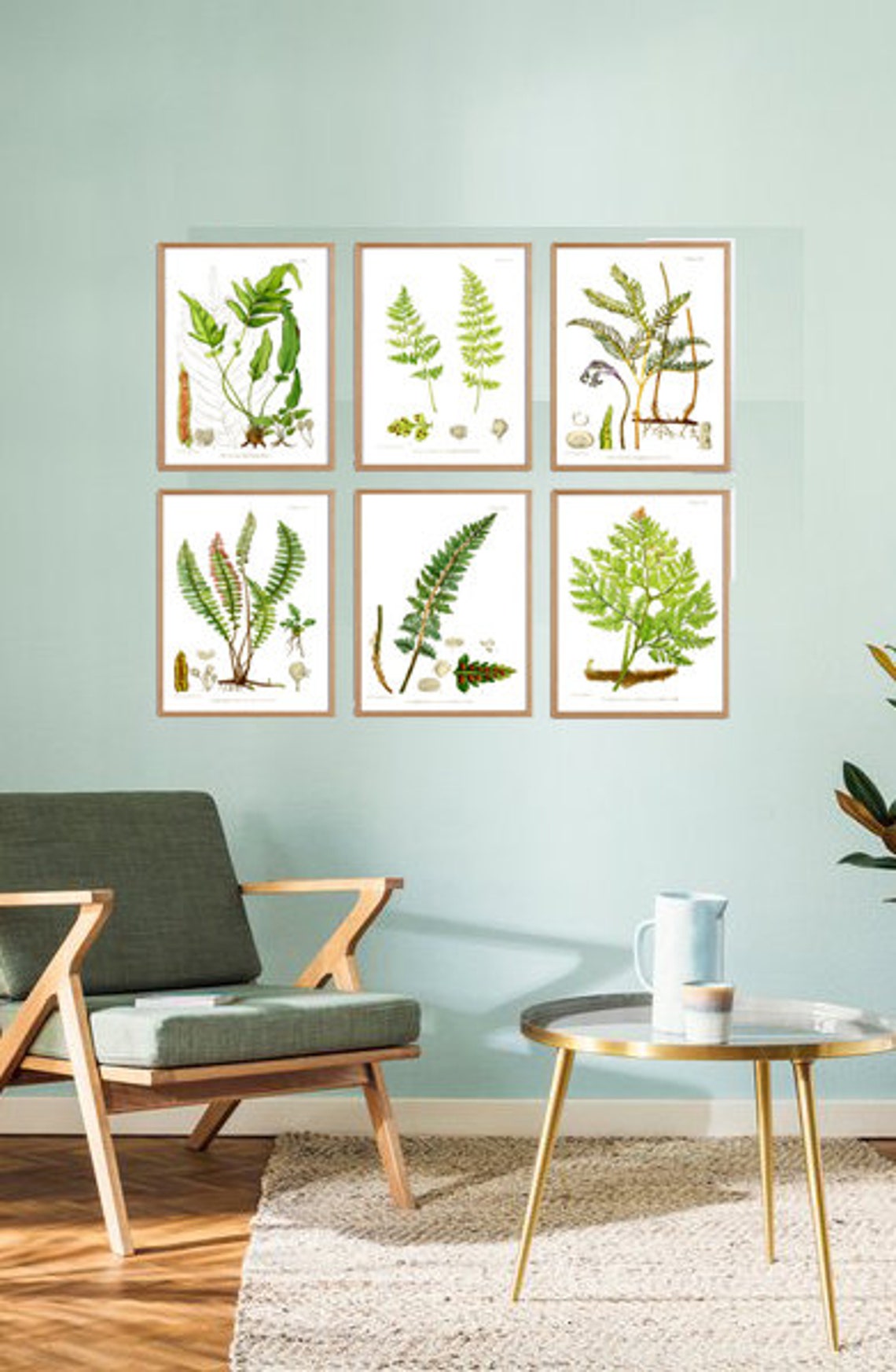 watercolour-fern-print-set-green-plant-print-botanical-leaves-poster