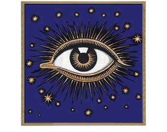 All-Seeing Eye Print, All Seeing Eye Wall Decor,Evil Eye Sign,Illuminati, Boho Wall Decor, Mystical Art, Square Print