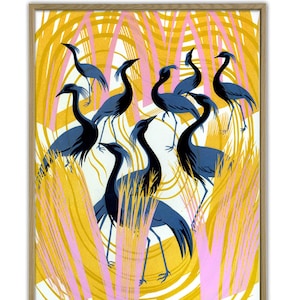 Bird Print, Blue Heron Print,  Large Wall Art Decor Living Room Decor Kitchen Decor Vintage Art