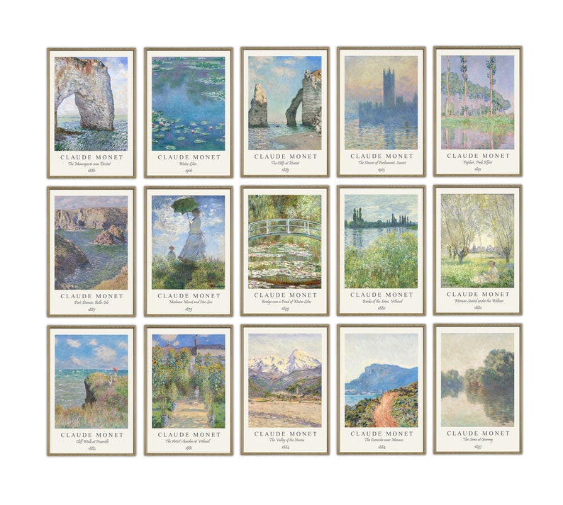 Claude Monet Prints Set of 15, Monet Landscape Paintings Print - Etsy