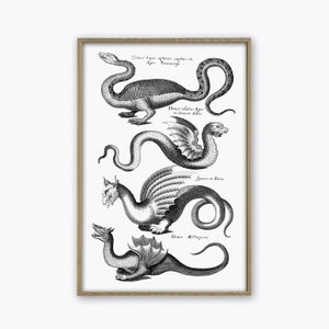Dragon Print - Antique Dragon Wall Art Decor - Dragon Poster - Vintage Illustration