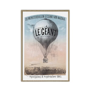 Balloon Print, Vintage Poster, Living Room Decor, Office Wall Decor, Hot Air Balloon Ride