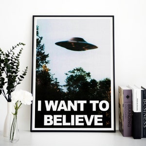 Sci-fi Art, I Want To Believe, Sci-fi Poster, Retro Poster, UFO Print, Office Decoration, Living Room Print