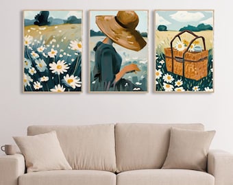 Chamomile Flower Art Print, Modern Summer Decor (Print Only)